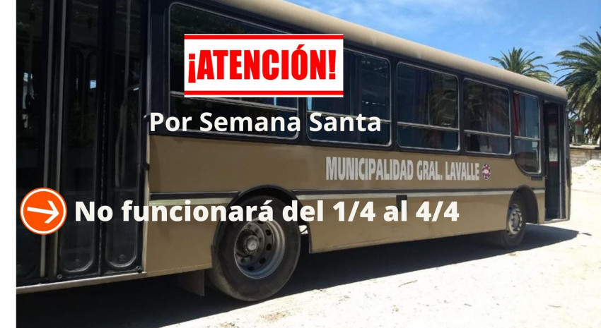 AVISO IMPORTANTE: Por el feriado de Semana Santa, el servicio de trans