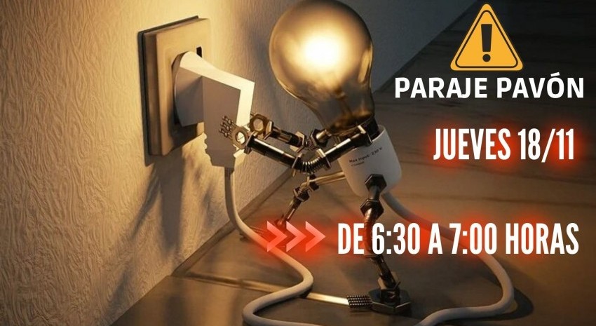 Mañana habrá corte de energía en Pavón de 6:30 a 7 horas
