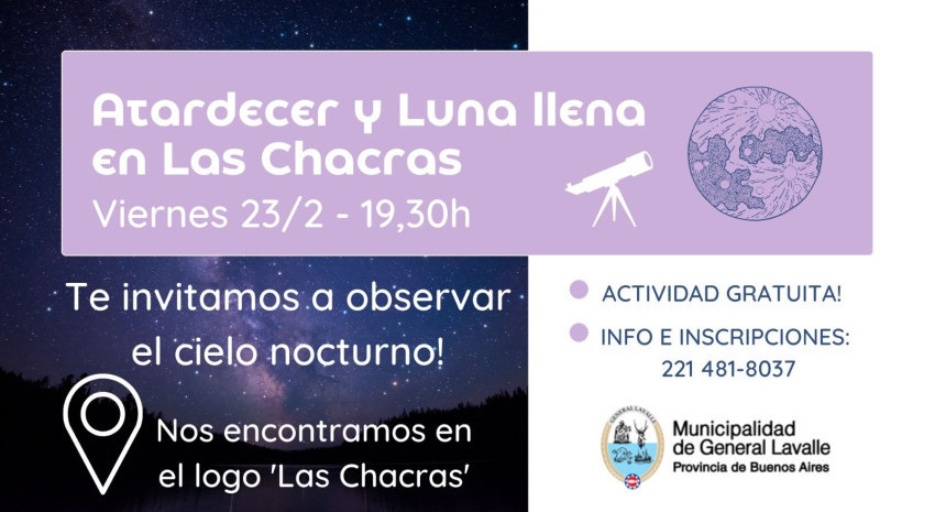 Mañana habrá un espectáculo de “Astroturismo” en Las Chacras