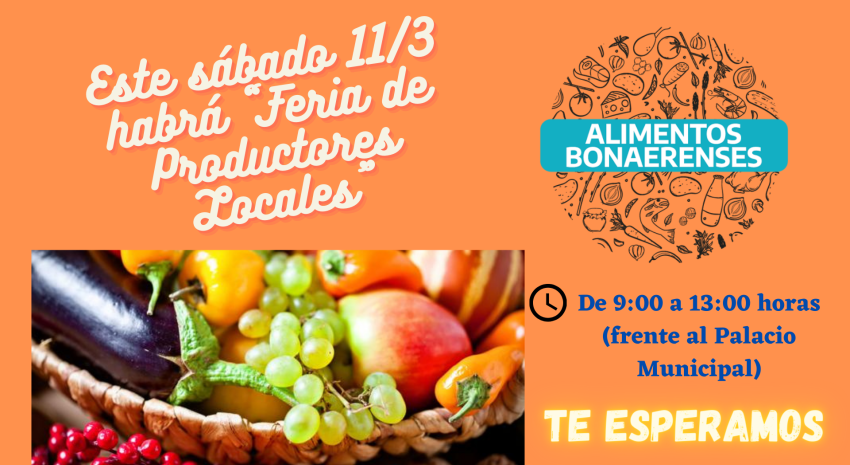 Este sábado se realizará la “Feria de Productores Locales” frent