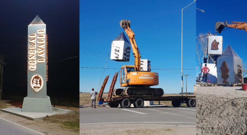 Instalaron un Hito identificatorio de General Lavalle en el acceso al
