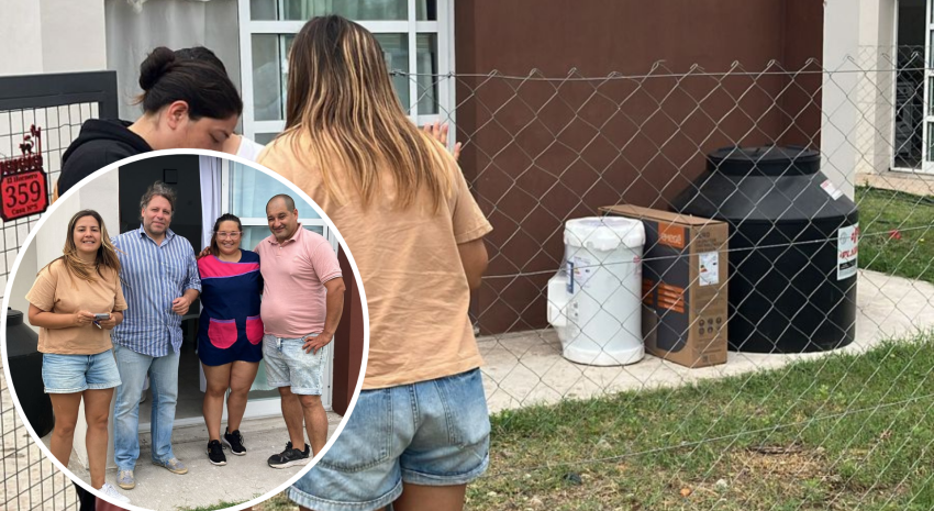 Nahuel Guardia entregó termotanques y calefactores a vecinos de Pavó