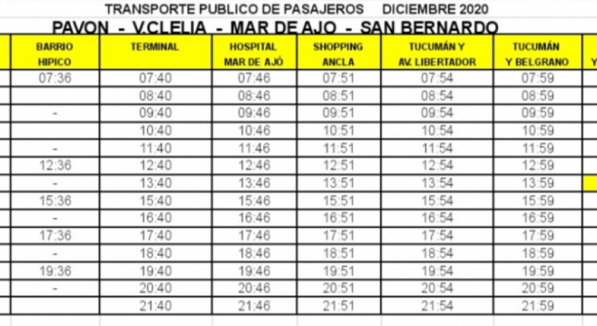 Paraje Pavón: Nuevos horarios de circulación del servicio de transpo