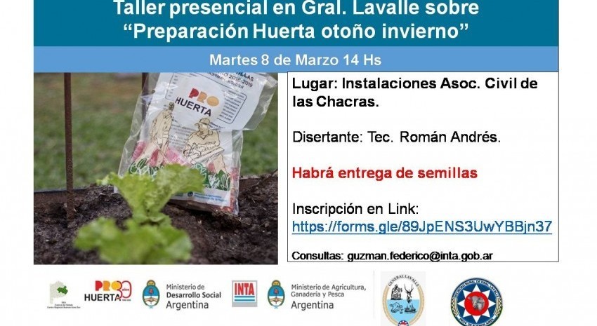 Mañana habrá taller presencial sobre “Preparación de Huerta otoñ