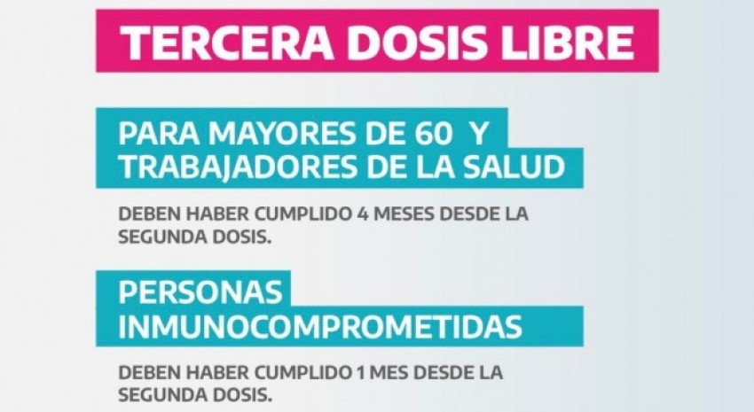 Anunciaron la vacunación libre de terceras dosis para mayores de 60 e